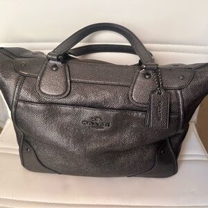Coach Shimmering Dark Leather Satchel